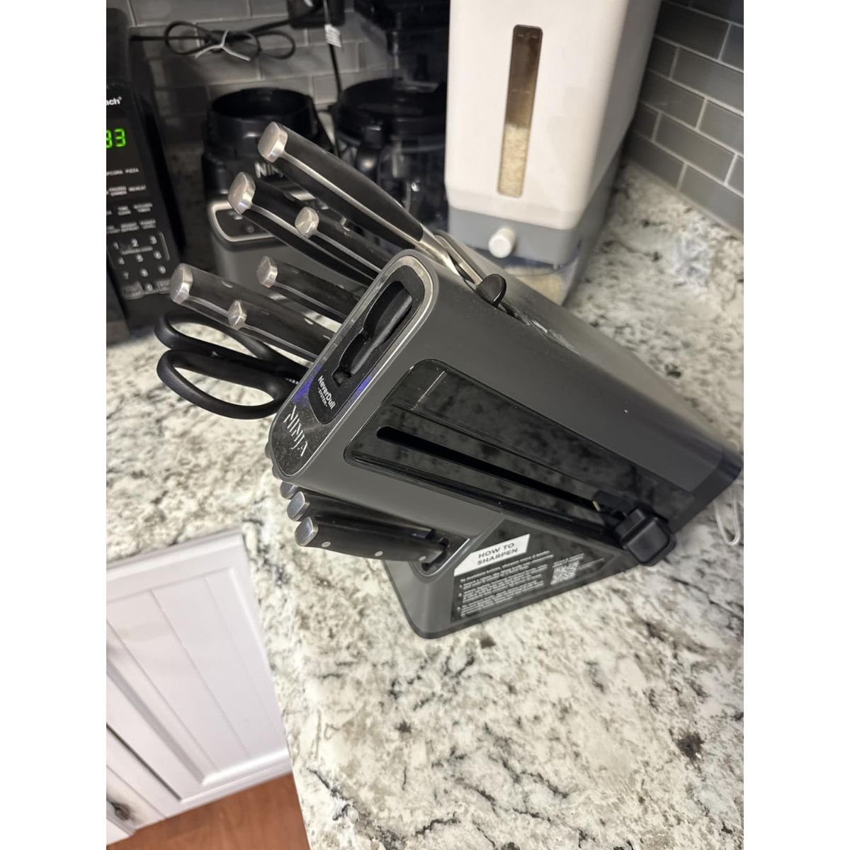 Full knife set on counter