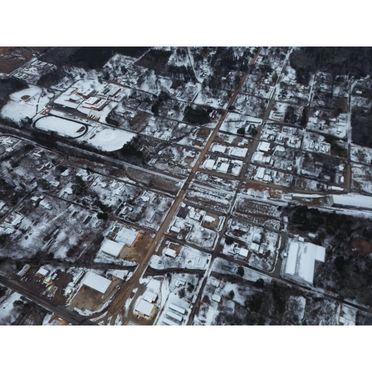 Aerial drone shot of road