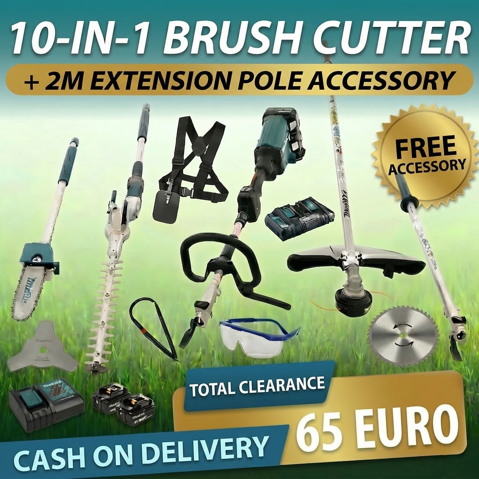 10-in-1 Multifunction Cordless Brush Cutter 36V
